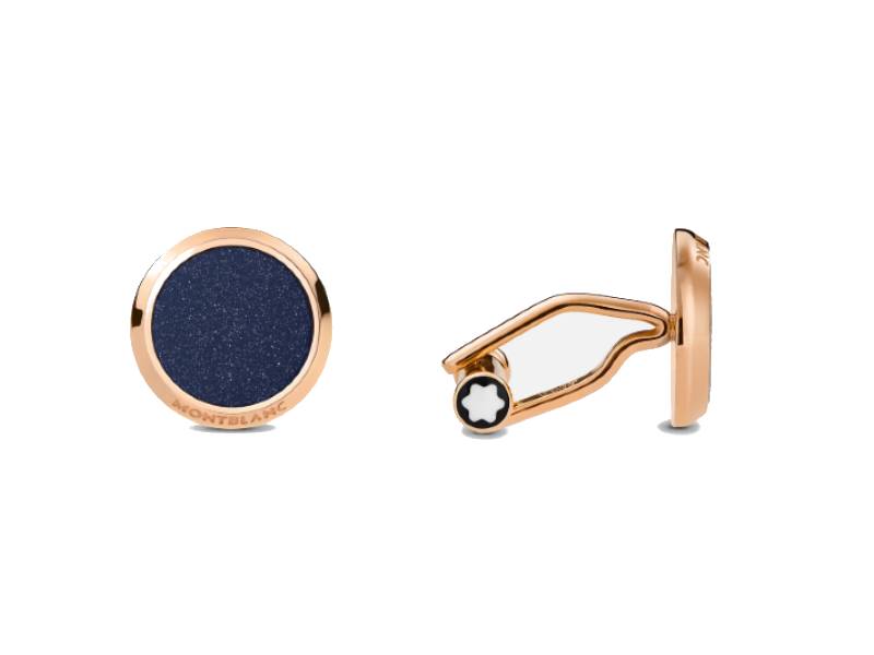 CUFFLINKS, ROUND IN STAINLESS STEEL ROSE GOLD-COLOURED PVD FINISH WITH ELIOLITE MEISTERSTUCK MONTBLANC 112908